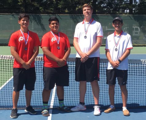 Manuel pictured with his friends at a tennis tournament