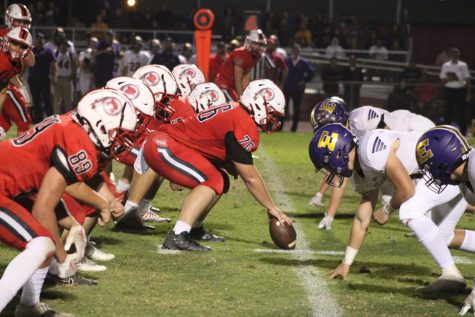 Senior Riley Favero (76) leading the way for the offensive line